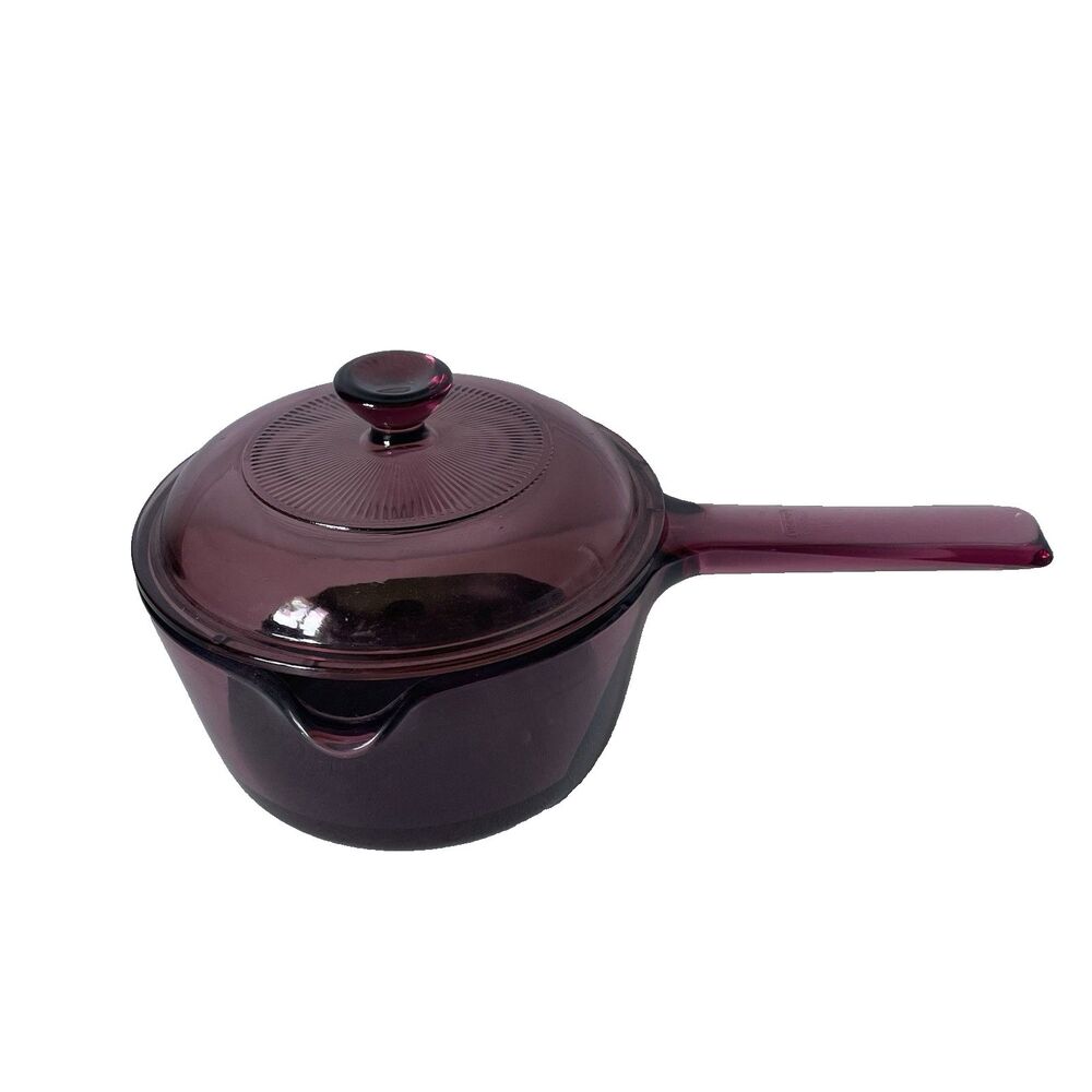 Corning Ware Pyrex Lid Cranberry Teflon Glass 1 L Sauce Pan Cookware Kitchenware